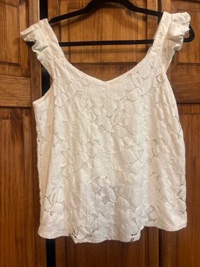 Women's White Lace Sleeveless Tank Top